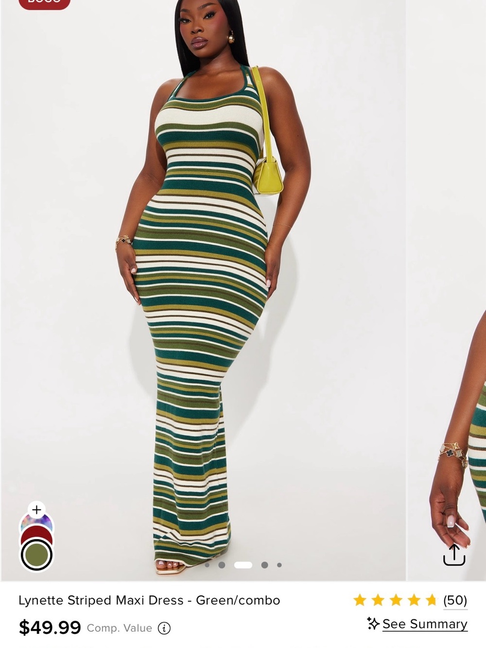 Green Striped Maxi Dress